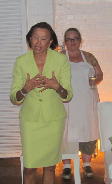 Nydia Velazquez speaking at a Carlos Menchaca event last summer at Monica Byrne's new catering space on Commerce Street.
