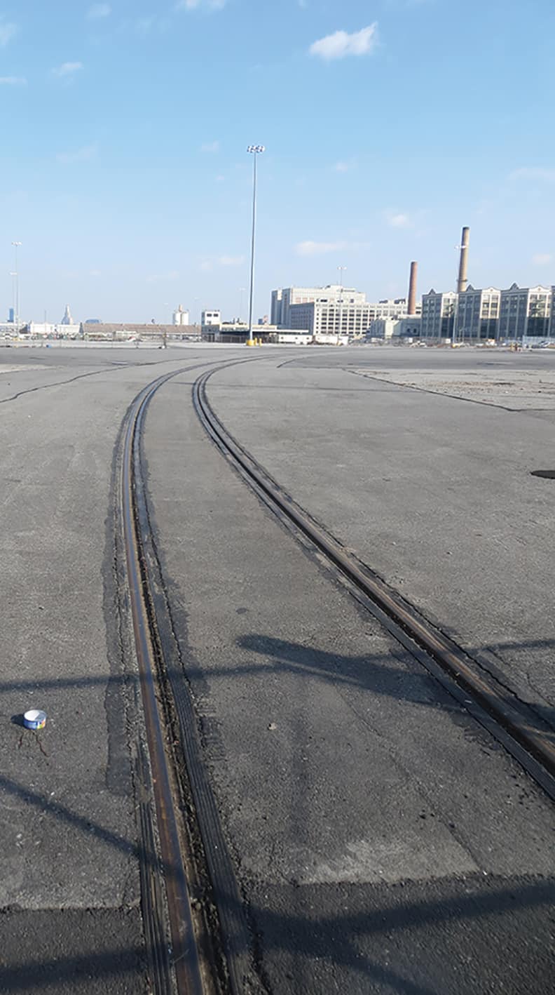 Train tracks coming out from the Marine Terminal