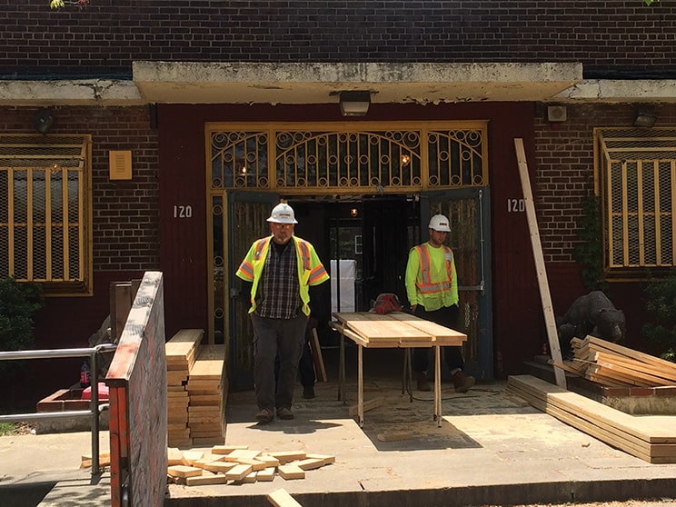 Workis proceeding as the former Headstart building is transformed into the new Senior Center. (photo by George Fiala)
