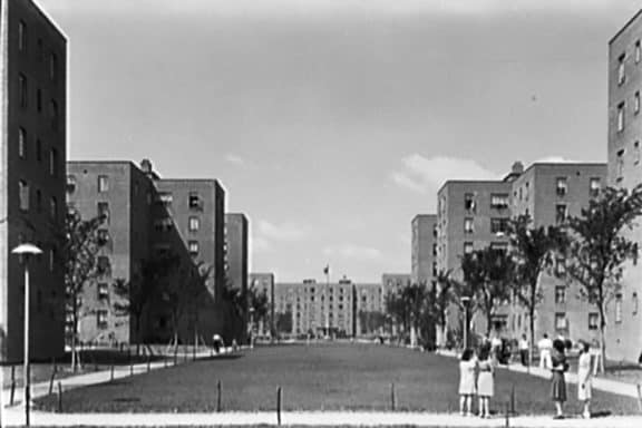Black and white photo ofRed Hook Houses, Brooklyn, 1939